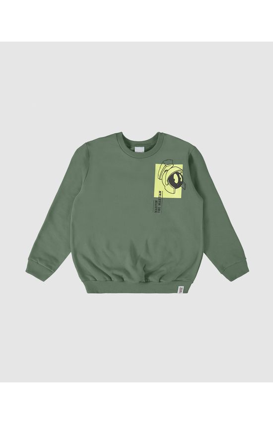 Blusão Infantil Unissex Marvin Looney Tunes® Em Moletom Malwee Kids