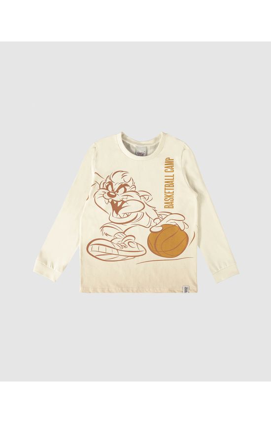 Camiseta Infantil Unissex Manga Longa Looney Tunes® Em Algodão Malwee Kids