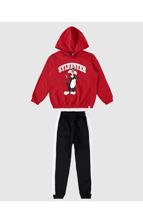 Conjunto Infantil Unissex Frajola Looney Tunes® Em Moletom Malwee Kids