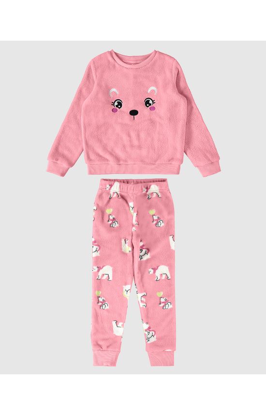 Pijama Infantil Menina Urso-Polar Em Fleece Malwee Kids
