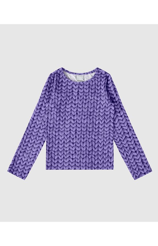 Blusa Infantil Menina Manga Longa Estampada Em Algodão Malwee Kids