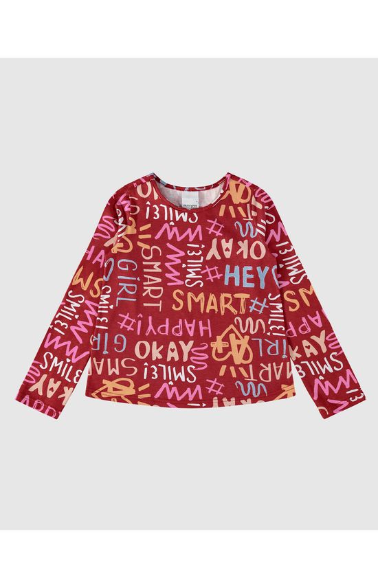 Blusa Infantil Menina Frases Em Algodão Malwee Kids