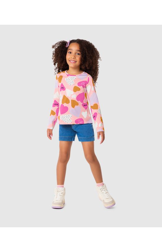 Blusa Infantil Menina Corações Em Algodão Malwee Kids