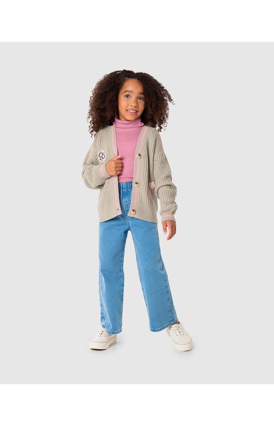 Cardigan Infantil Menina Bordado Frontal Em Tricô Malwee Kids