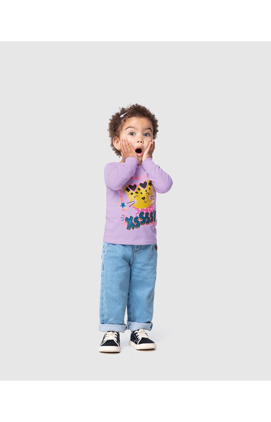 Blusa Infantil Menina Estampada Manga Longa Em Algodão Malwee Kids