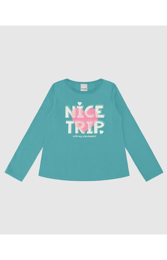 Blusa Infantil Menina Manga Longa Em Algodão Malwee Kids