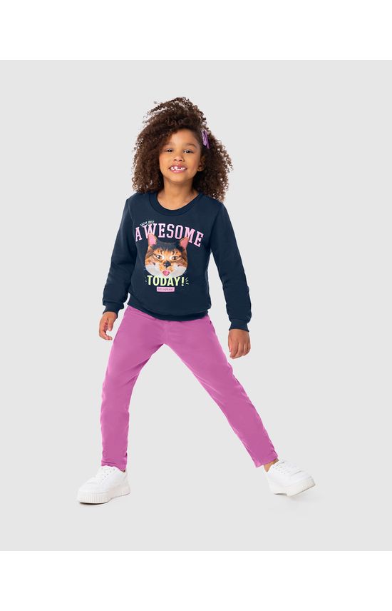 Blusão Infantil Menina You Are Awesome Today Moletom Malwee Kids