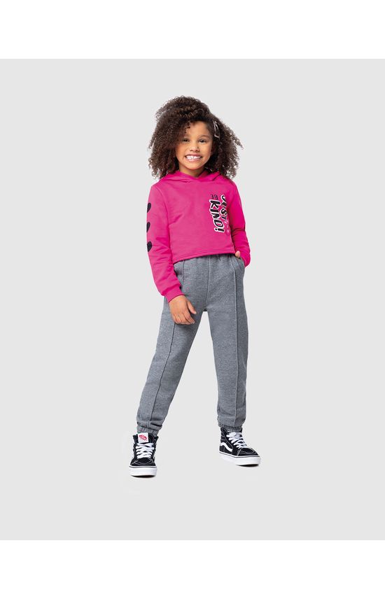 Calça Jogger Infantil Menina Em Moletom Flanelado Malwee Kids