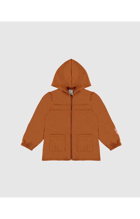 Jaqueta Infantil Menina Parka Em Moletom Flanelado Malwee Kids