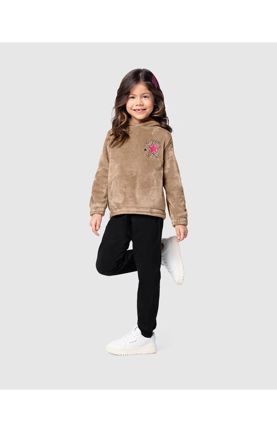 Conjunto Infantil Menina Blusão Com Capuz Em Pelúcia Malwee Kids