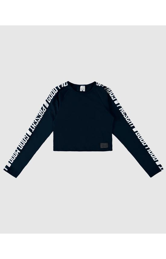 Blusa Cropped Menina Manga Estampa Lettering Em Algodão Malwee Kids