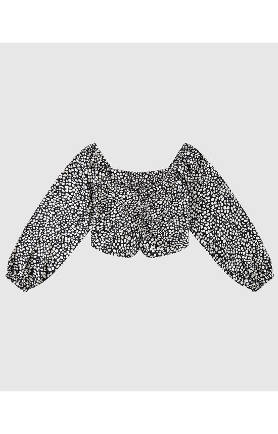 Blusa Cropped Menina Manga Longa Estampada Em Viscose Malwee Kids