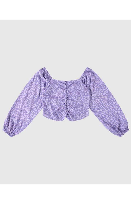 Blusa Cropped Menina Manga Longa Estampada Em Viscose Malwee Kids