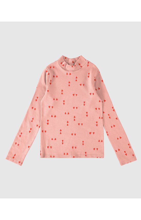 Blusa Infantil Menina Gola Alta Manga Longa Em Ribana Malwee Kids