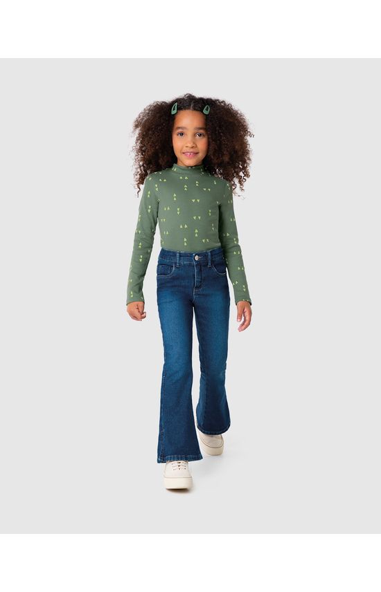 Blusa Infantil Menina Gola Alta Manga Longa Em Ribana Malwee Kids