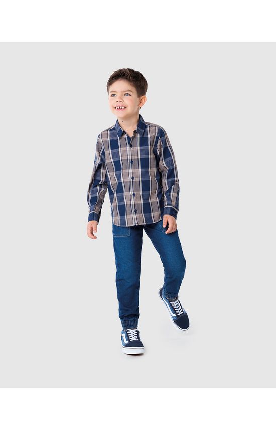 Camisa Infantil Menino Xadrez Em Tricoline Malwee Kids