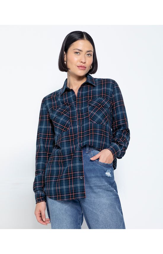 Camisa Feminina Ampla Em Flanelado Xadrez - ENFIM