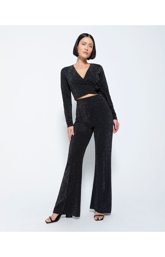 Blusa Cropped Feminina Amarração Em Malha Lurex - ENFIM