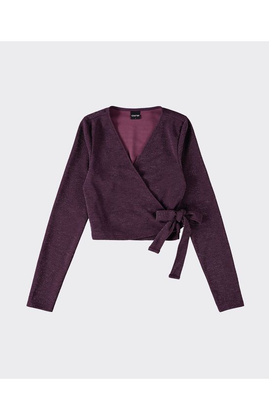 Blusa Cropped Feminina Amarração Em Malha Lurex - ENFIM