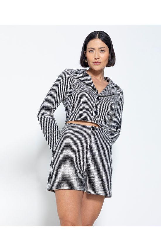 Blazer Cropped Feminino Em Moletom Rajado Eco - ENFIM