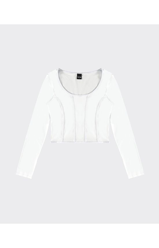 Blusa Justa Feminina Recortes Frontais Em Algodão - ENFIM