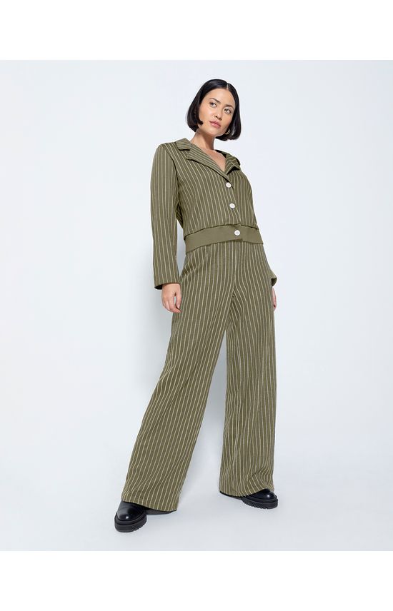 Calça Wide Leg Feminina Em Malha Jacquard Listrada - ENFIM
