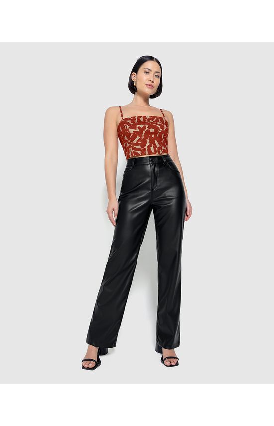 Blusa Cropped Feminina Alça Fina Estampada Em Algodão Stretch - ENFIM