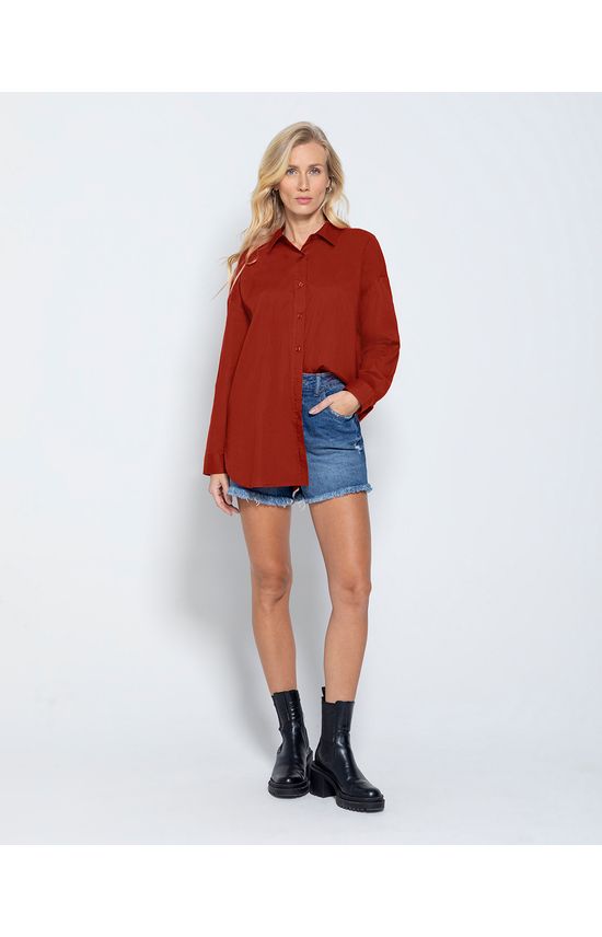 Camisa Oversized Feminina Em Tricoline - ENFIM