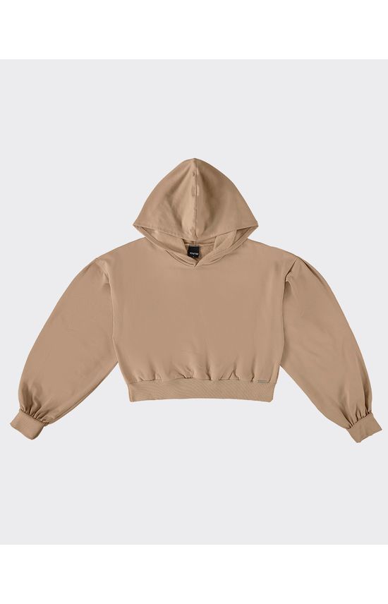 Blusão Cropped Feminino Com Capuz Em Moletom Stretch Flanelado - ENFIM