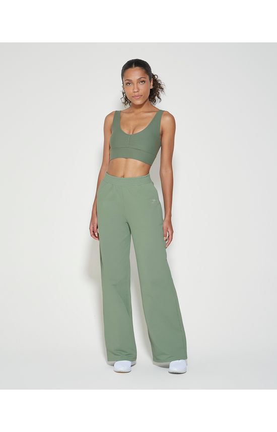 Calça Wide Leg Feminina Em Moletom Stretch Flanelado - ENFIM