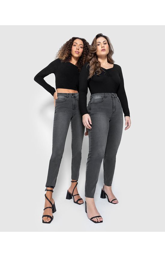 Calça Feminina Skinny Cropped Cintura Alta Em Jeans Com Elastano - ENFIM