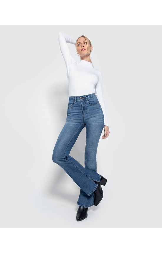 Calça Feminina Bootcut Barra Com Fenda Em Jeans Com Elastano - ENFIM