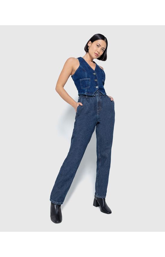 Calça Feminina Reta 90's Cintura Alta Em Jeans - ENFIM
