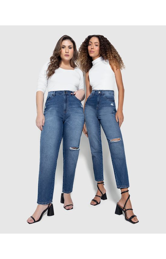 Calça Feminina Mom Com Rasgo Em Jeans 100% Algodão - ENFIM
