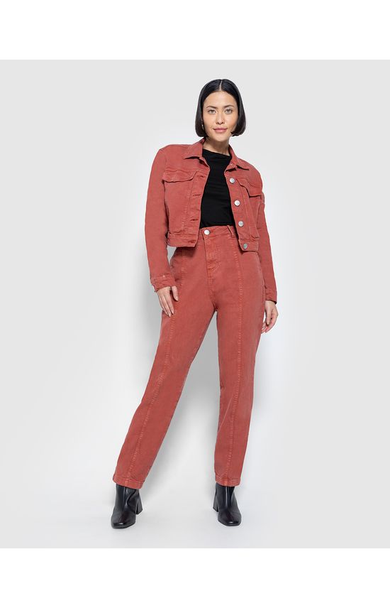 Calça Feminina Reta 90's Cintura Alta Em Sarja Com Elastano - ENFIM