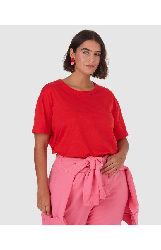 Blusa Básica Feminina Plus Size Cava Deslocada Em Algodão