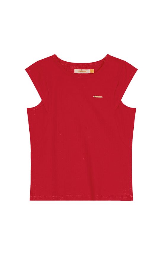 Blusa Menina Recorte Frontal Em Malha Texturizada Carinhoso
