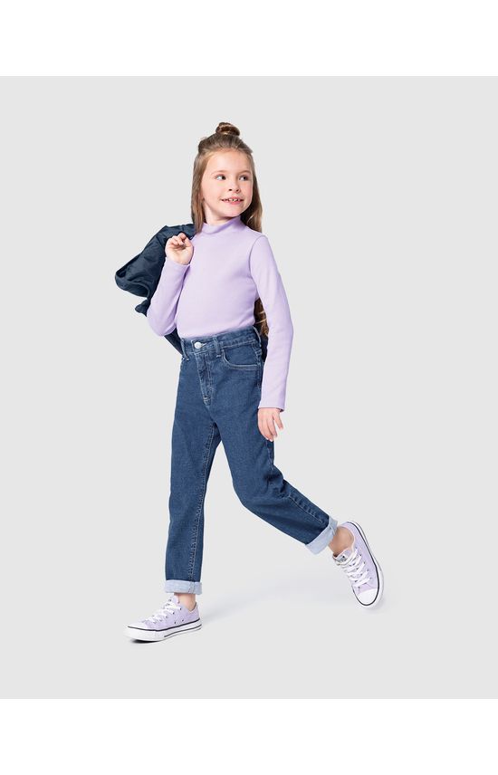 Calça Infantil Menina Mom Cintura Média Em Jeans Moletom Malwee Kids