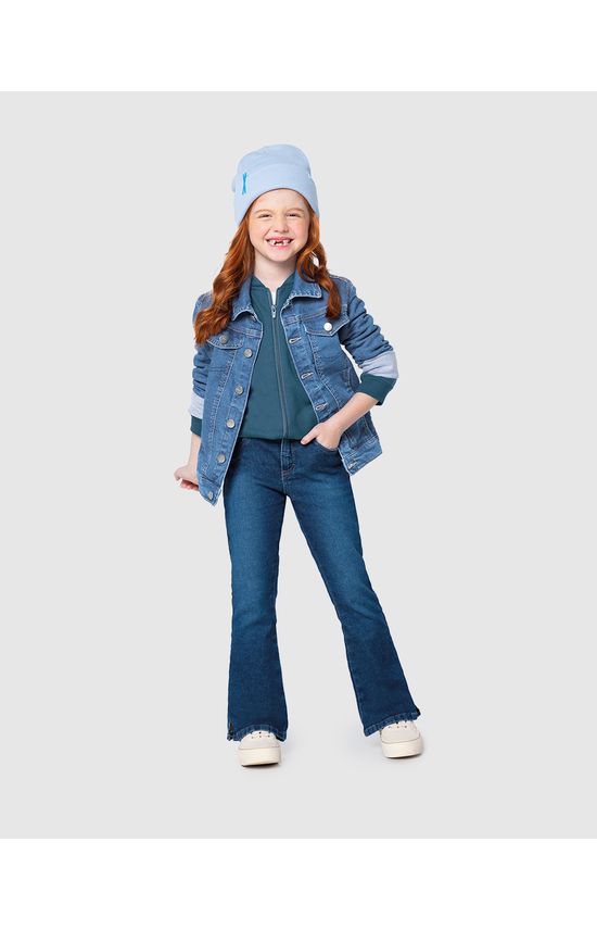 Calça Infantil Menina Bootcut 1 Copo D' Água Em Jeans Moletom Malwee Kids