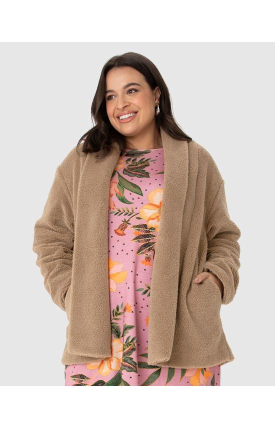 Casaco Feminino Plus Size Em Malha Pelúcia
