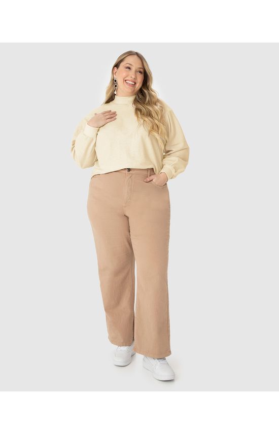 Blusão Amplo Feminino Plus Size Gola Alta Em Moletom Sarjado