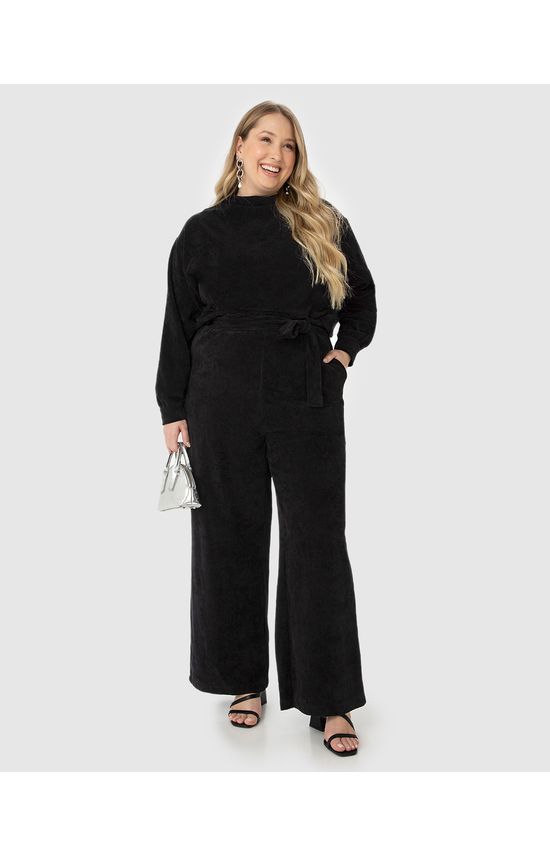 Blusão Amplo Feminino Plus Size Gola Alta Em Malha Plush Cotelê