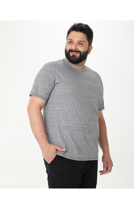 Camiseta Básica Masculina Plus Size Em Malha Mesclada Anti Odor