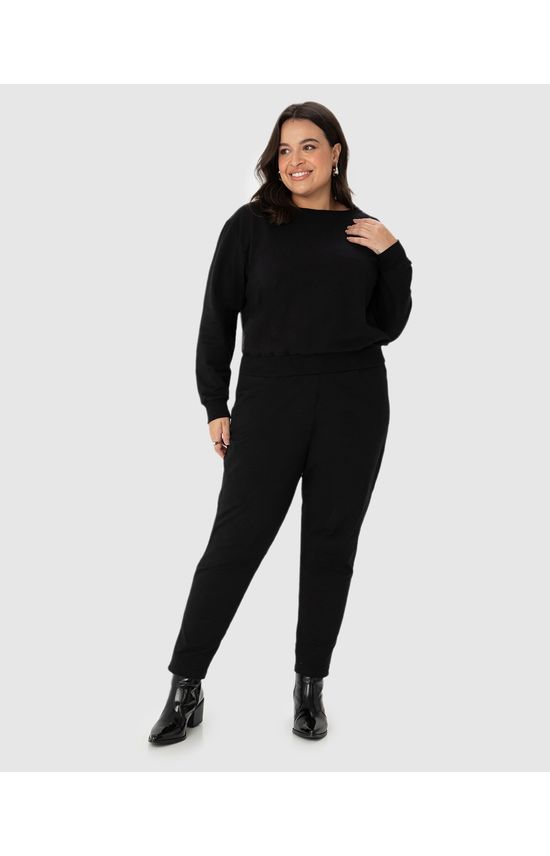 Calça Alfaiataria Feminina Plus Size Em Moletom Stretch