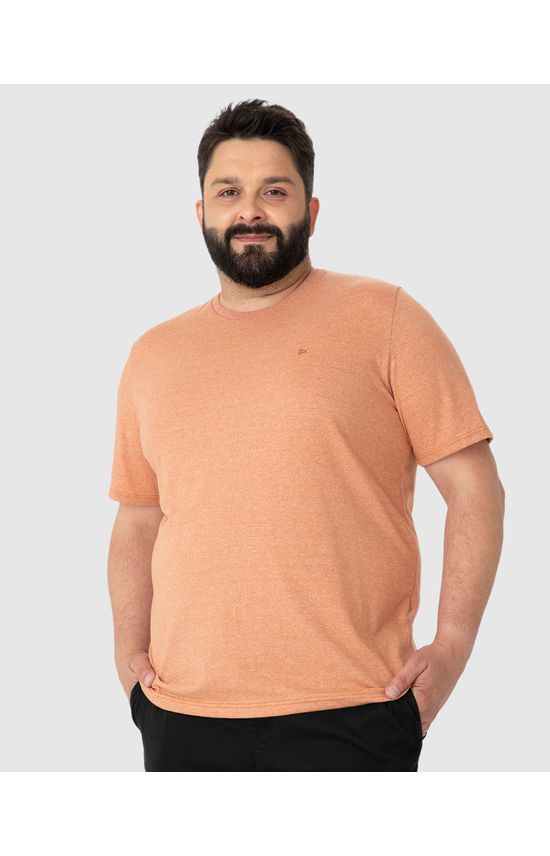Camiseta Básica Masculina Plus Size Decote Redondo Em Malha Rajada