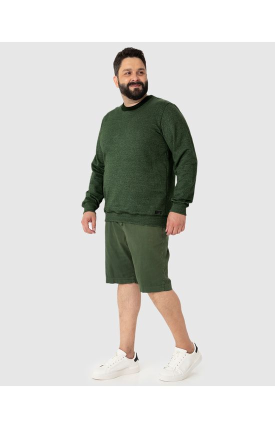 Blusão Masculino Plus Size Gola Redonda Em Moletom Rajado Flanelado