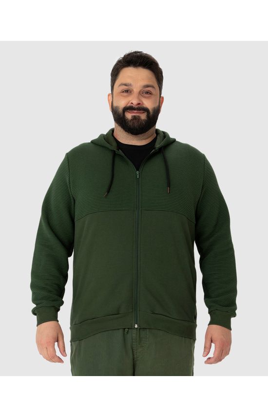 Jaqueta Masculina Plus Size Recorte Frontal Em Moletom Flanelado