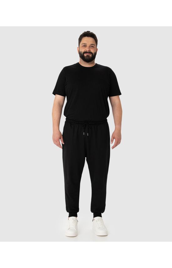Calça Jogger Masculina Plus Size Em Moletom Flanelado