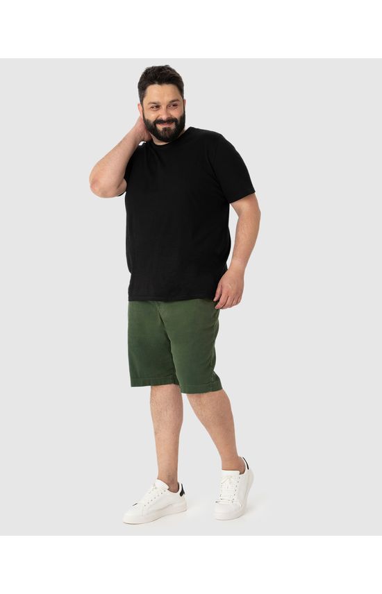 Bermuda Masculina Tradicional Plus Size Bolso Faca Em Sarja Com Elastano
