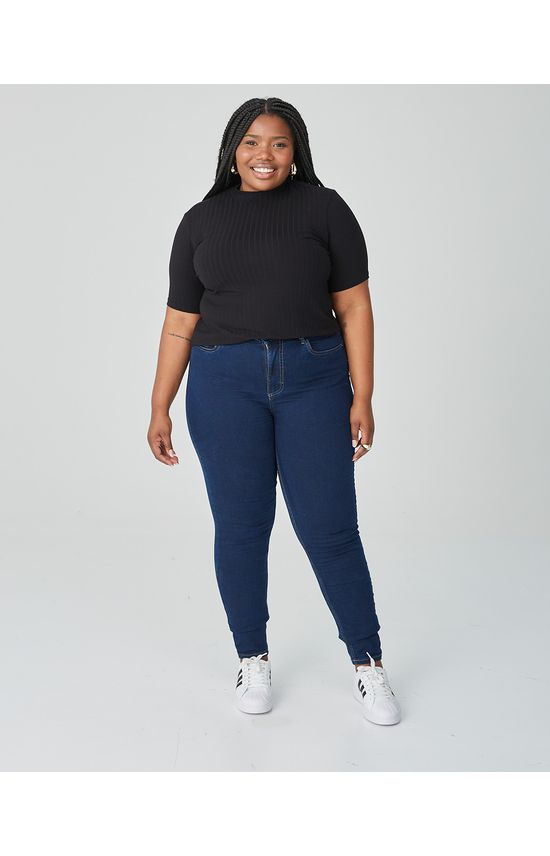 Calça Feminina Plus Size Skinny Cintura Média Em Flex Jeans